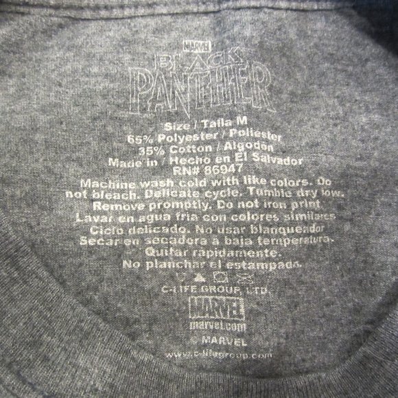 MARVEL BLACK PANTHER GRAPHIC TEE, GRAY SHIRT W/GRAPHICS, MEDIUM - Picture 4 of 4